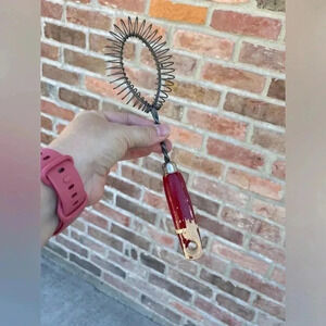 Vintage 1950s Wooden Egg Whisk Painted MCM Country